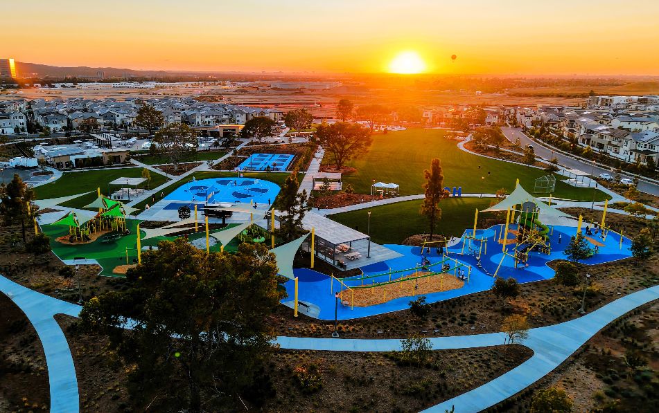 Outdoor living space design and community landscape project in California